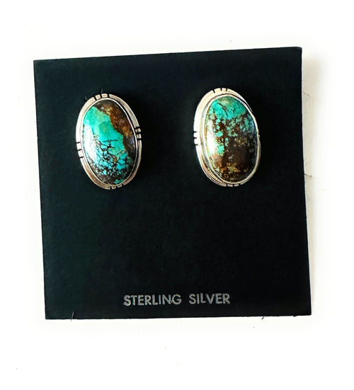 Navajo Sterling Silver & Royston Turquoise Post Earrings