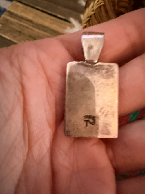 Old Pawn Handcrafted Multi Stone & Sterling Silver Inlay Pendant