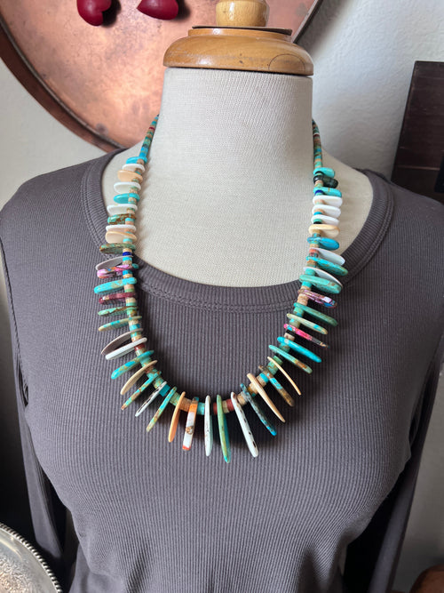 Ronald Chavez Handcrafted Multistone Heishi & Tab Beaded Santo Domingo Necklace