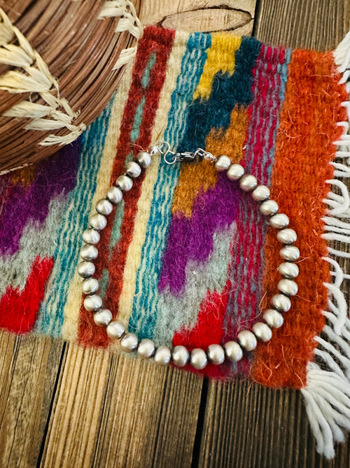 Handcrafted 5mm Sterling Silver Pearl Beaded Bracelet