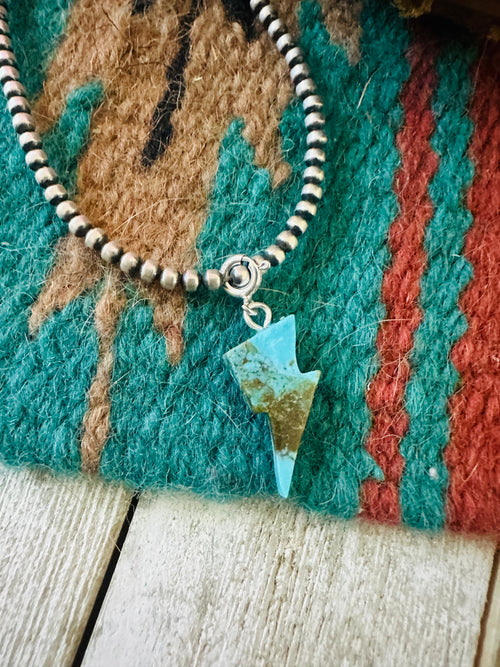 Navajo Hand Carved Turquoise Lightning Bolt Charm