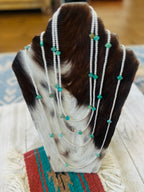 Navajo Sterling Silver & Turquoise Beaded Necklace