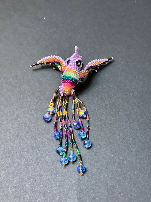 Handmade Beaded Light Pink Hummingbird Keychain