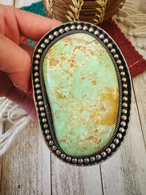 Old Pawn Navajo Sterling Silver & Royston Turquoise Cuff Bracelet