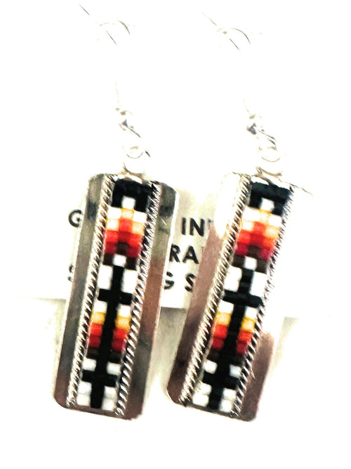 Navajo Handmade Multicolor Beaded Dangle Earrings