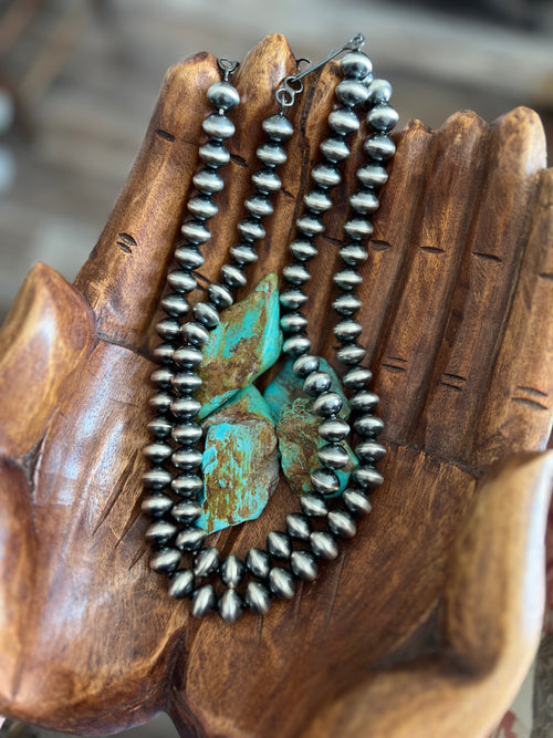 Vinita Cowboy Handmade 12mm Sterling Silver Navajo Saucer Pearl Beaded Necklaces