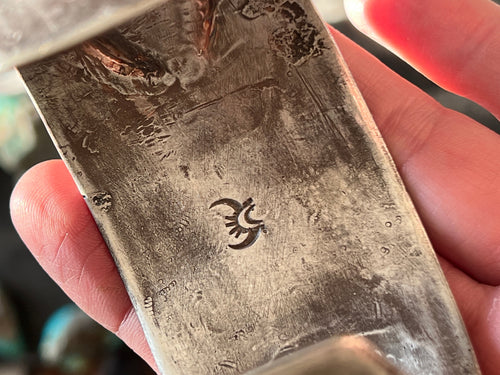 Hand Forged Old Pawn Sterling Silver Ingot Cuff Bracelet by Santa Fe Artist, Buffalo: The Equine