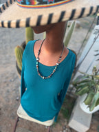 Rose Martin Electric Rainbow Sterling Silver, Turquoise and Spiny Oyster Single Strand Beaded Necklace, 22 inches