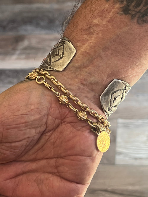 Hand Forged Old Pawn Sterling Silver Ingot Cuff Bracelet by Santa Fe Artist, Buffalo: The Equine