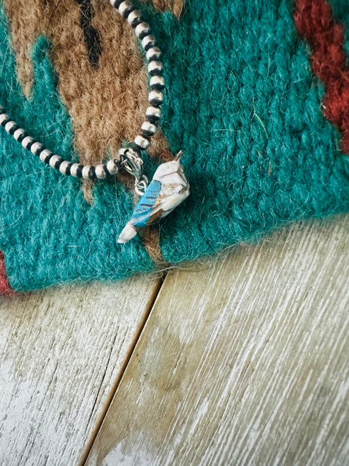Navajo Hand Carved Blue Mojave Bird Charm