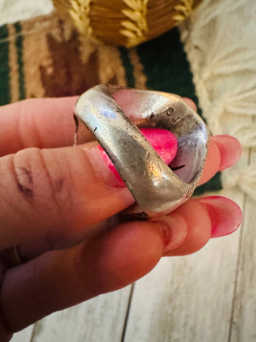 Old Pawn Multi Stone and Sterling Silver Inlay Ring Size 11