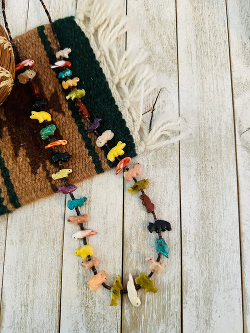 Zuni Multi Stone & Heishi Beaded Fetish Necklace