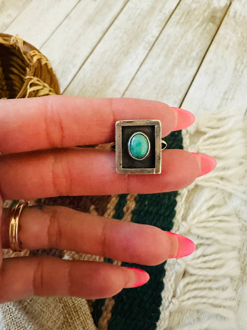 Old Pawn Navajo Sterling Silver & Turquoise Ring Size 6.25