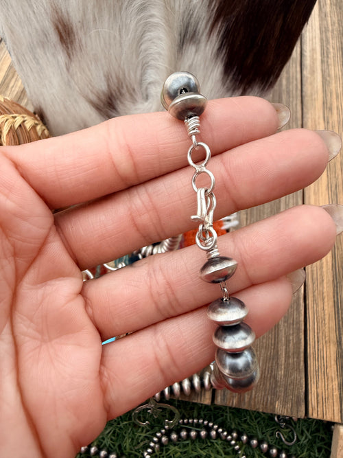 Handcrafted Turquoise & Sterling Silver Beaded Naja Necklace