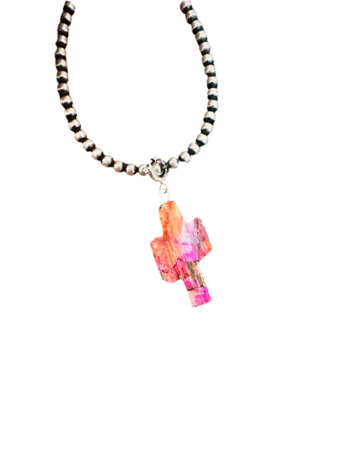 Navajo Hand Carved Pink Mojave Saguaro Cactus Charm
