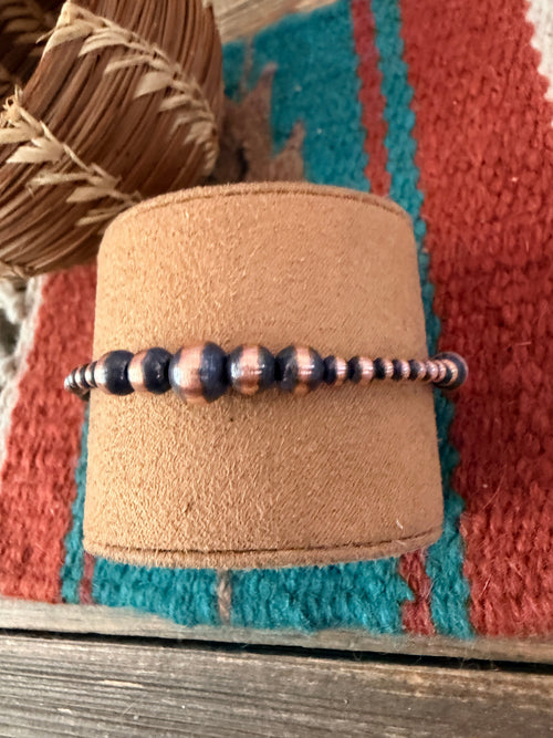 Handcrafted Copper Beaded Bracelet 7.5”