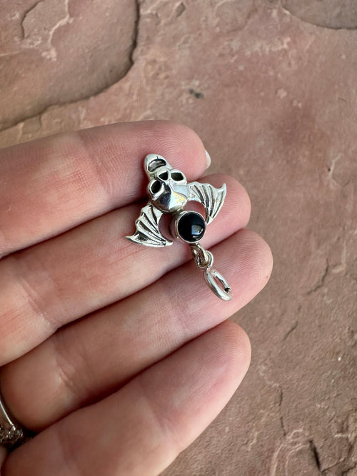 Halloween Collection Sterling Silver & Onyx Skull Charm