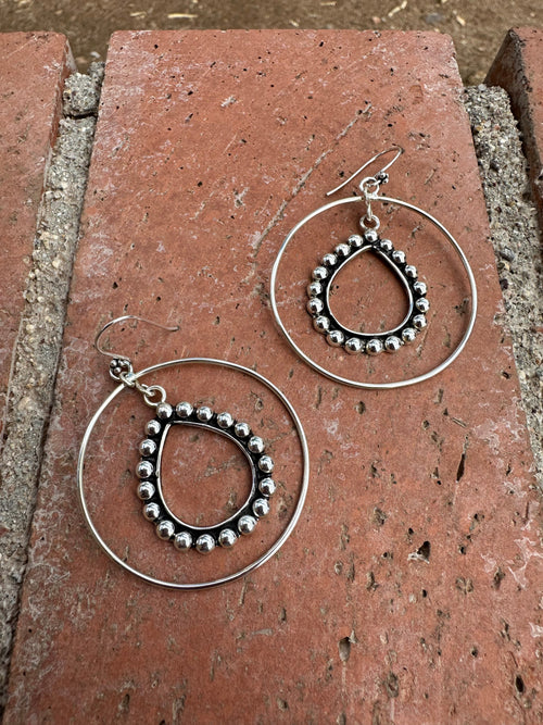 Handmade Sterling Silver Ball Hoop Earrings