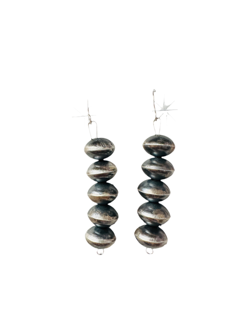 Navajo Sterling Silver Pearl Beaded Dangle Earrings