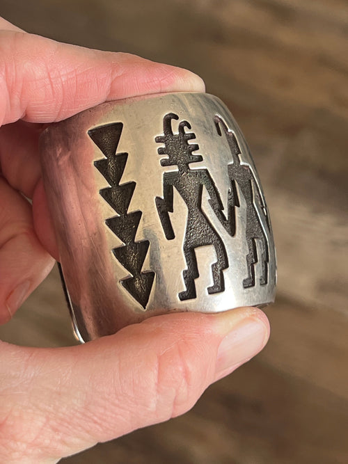 Vintage Sterling Silver Hopi Petroglyph Cuff