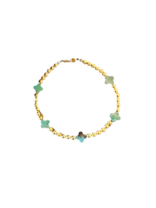 Navajo Gold Plated Sterling Silver Pearl & Turquoise Beaded Bracelet