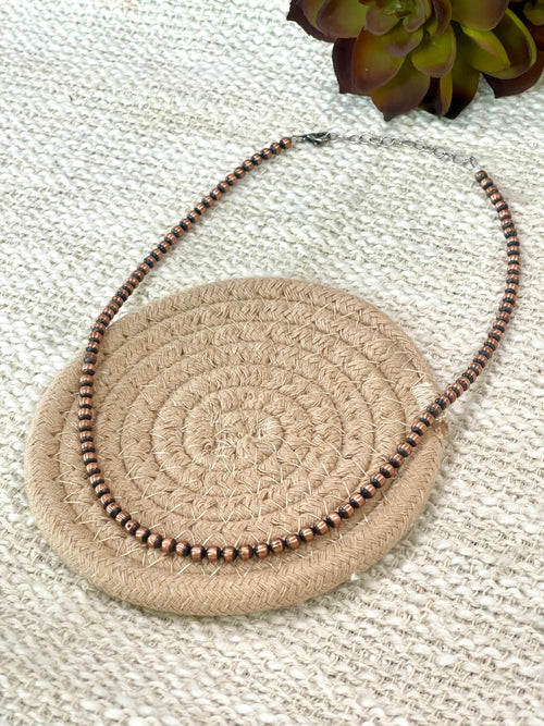 Handmade Copper 16” 4mm Beaded Necklace