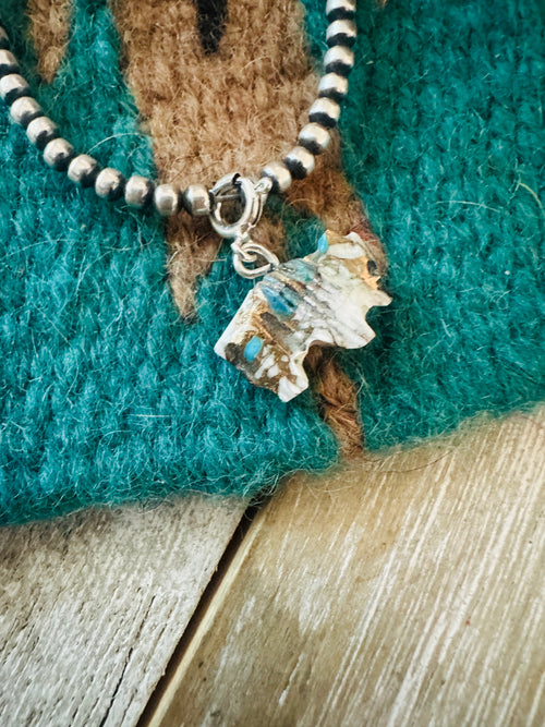 Navajo Hand Carved Blue Mojave Buffalo Charm