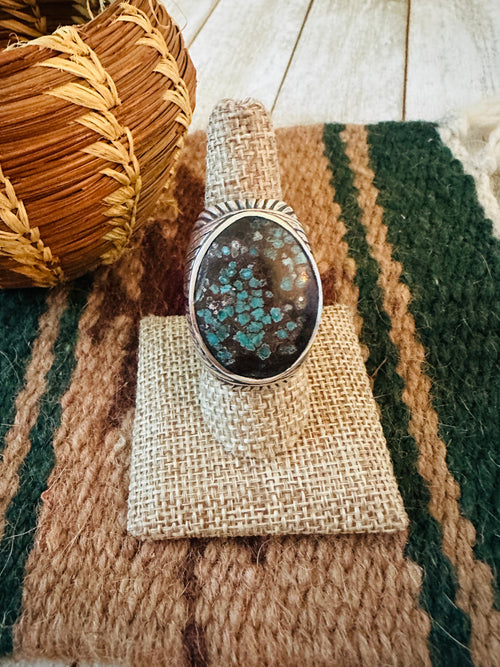 Old Pawn Navajo Sterling Silver & Kingman Web Turquoise Men’s Ring Size 8.5