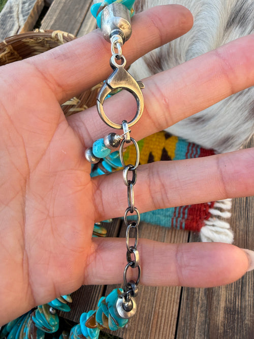 Handcrafted Turquoise & Sterling Silver Beaded Cross Necklace by Emer Thompson