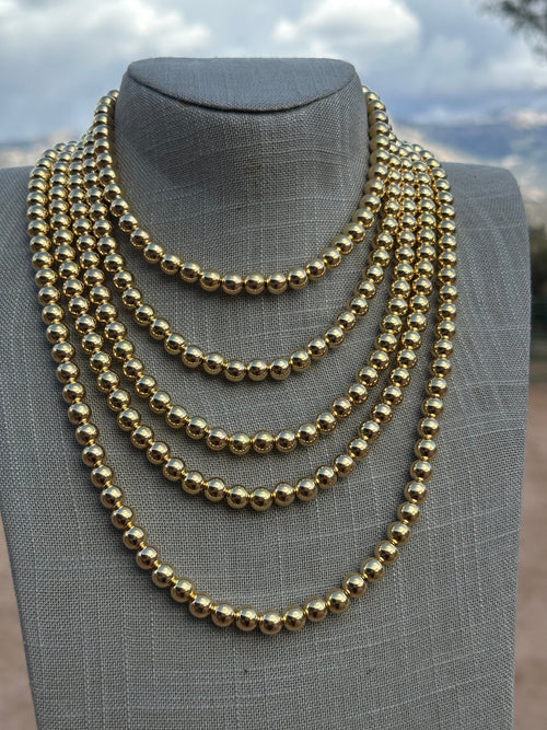 Navajo 14kt Gold Overlay & Sterling Silver Beaded 8mm Necklace