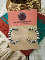 Handcrafted Sterling Silver Pearl Beaded Hoop Earrings