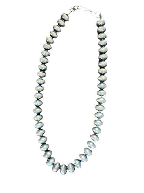Vinita Cowboy Handmade 11.5mm Sterling Silver Navajo Saucer Pearl Beaded Necklaces