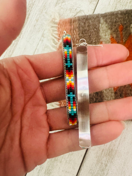 Navajo Handmade Multicolor Beaded Dangle Earrings