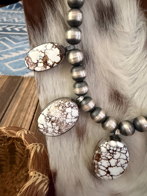 Handcrafted Wild Horse & Sterling Silver Beaded Necklace