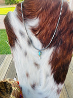 Handcrafted Turquoise & Sterling Silver Beaded Blossom Necklace