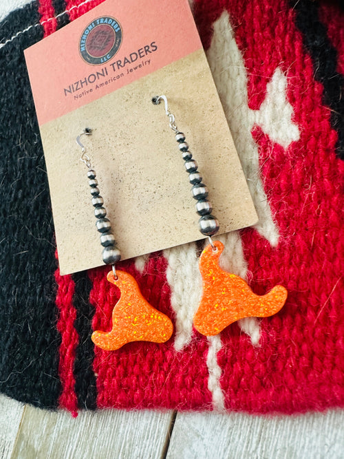 Summer Lovin’ Navajo Sterling Silver Pearl Beaded Opal Bull Head Dangle Earrings