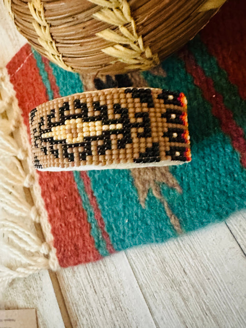 Navajo Made Beaded Leather Bracelet