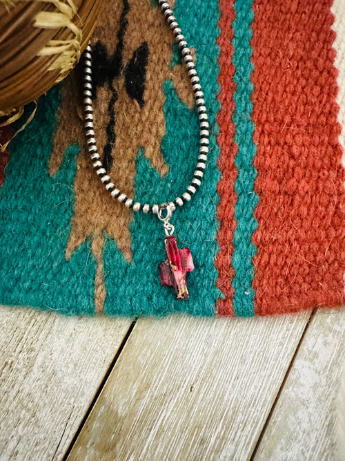 Navajo Hand Carved Rose Dahlia Saguaro Cactus Charm