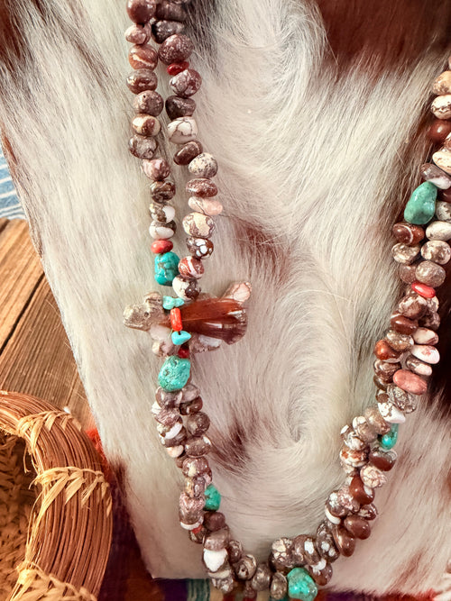 Old Pawn Handcrafted Multi Stone & Heishi Beaded 26” Necklace