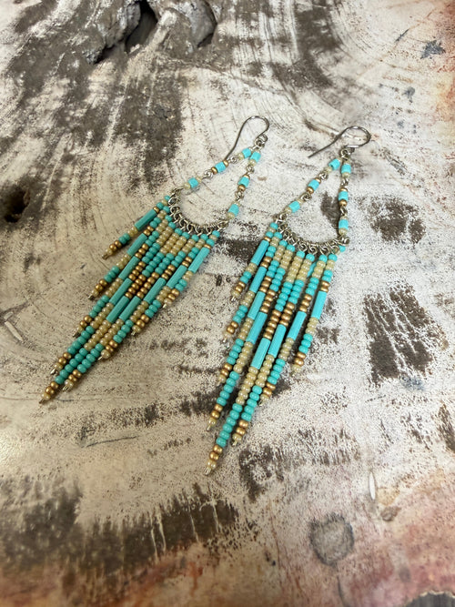 “The Golden Collection”  Desert Canyon Handmade Multi Color Beaded Earrings