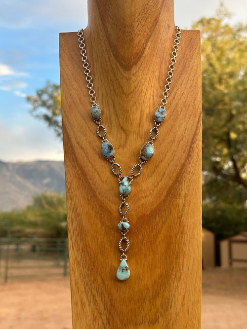 Beautiful Handmade Sterling Silver & Golden Hills Turquoise Drop Necklace