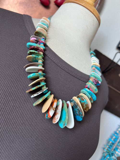 Ronald Chavez Handcrafted Multistone Heishi & Tab Beaded Santo Domingo Necklace