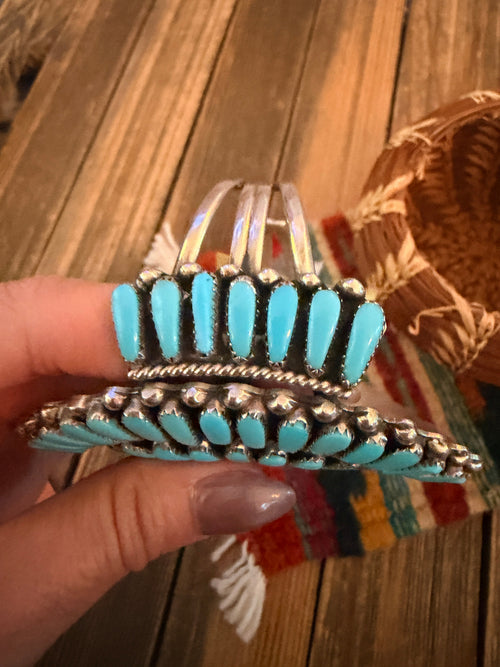 Handcrafted Old Pawn Sterling Silver & Turquoise Cuff Bracelet
