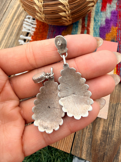 Handcrafted Old Pawn Sterling Silver & Mother of Pearl Dangle Earrings