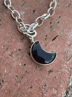 Halloween Collection Sterling Silver & Onyx Moon Charm