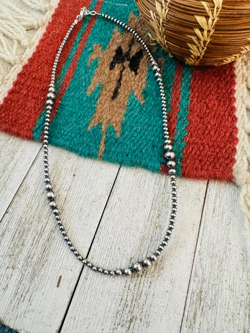 Navajo Sterling Silver Pearl Beaded 18” Necklace