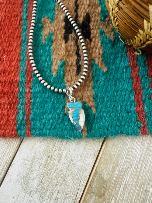 Navajo Hand Carved Blue Mojave Arrowhead Charm