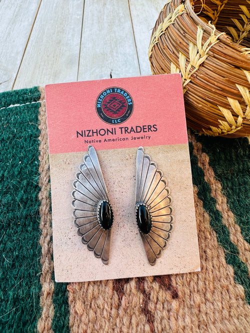 Handcrafted Old Pawn Sterling Silver & Onyx Post Earrings