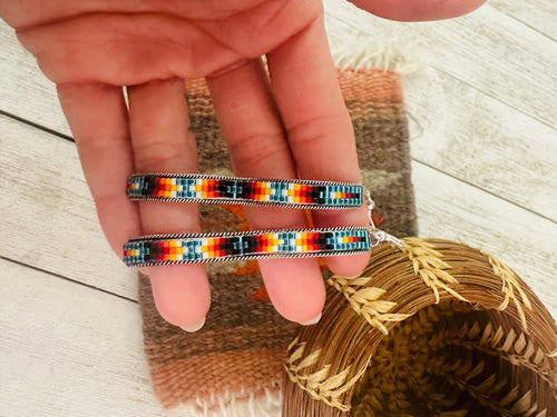 Navajo Handmade Multicolor Beaded Dangle Earrings