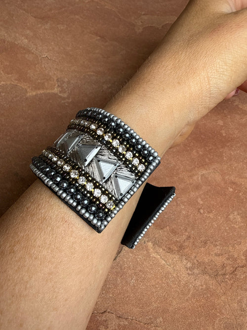 “The Golden Collection” Handmade Beaded Cuff Bracelet